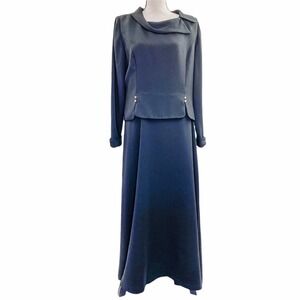 J. Taylor Black Long Sleeve Layered Long Sleeve Suit Style Maxi Dress